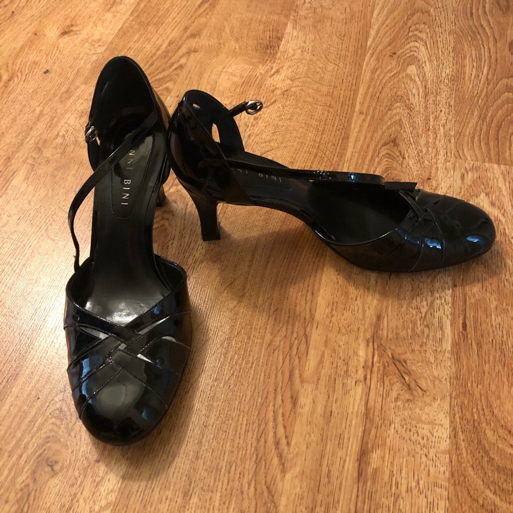 Black leather heels